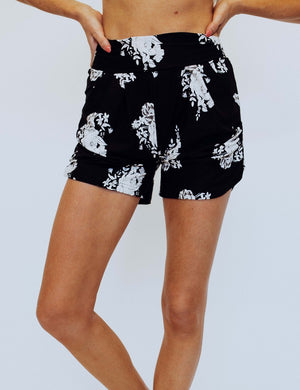 Black and White Floral Harem Shorts