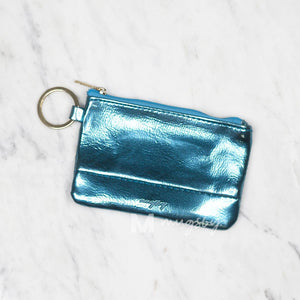 Blue Metallic Key Ring Wallet