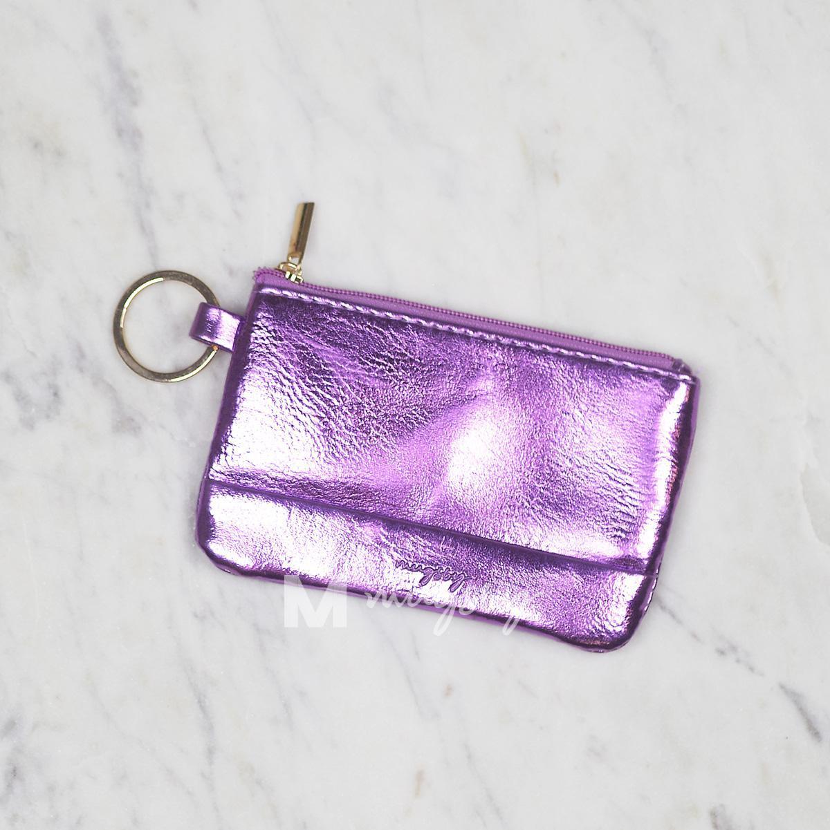 Purple Metallic Key Ring Wallet