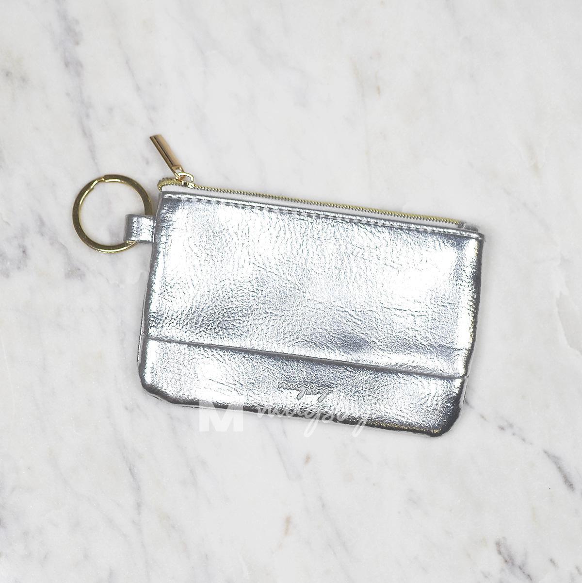 Silver Metallic Key Ring Wallet - Bloom Lifestyle Boutique