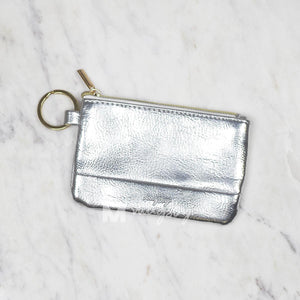 Silver Metallic Key Ring Wallet